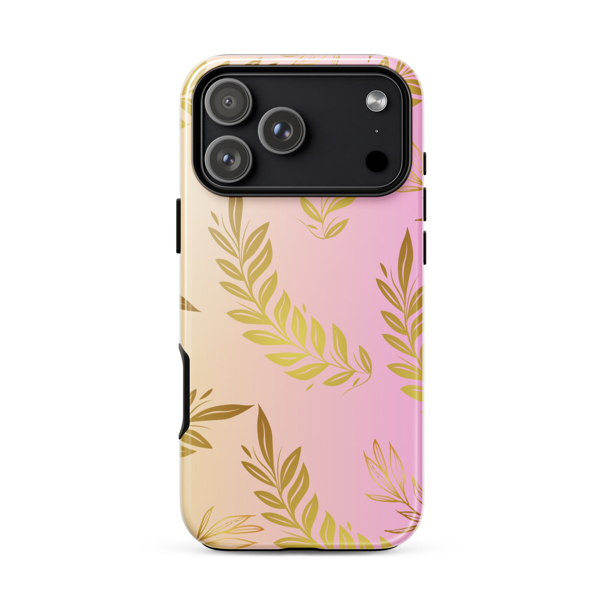 Pink Gold Leaf Tough Case for iPhone® 17 Pro Max front
